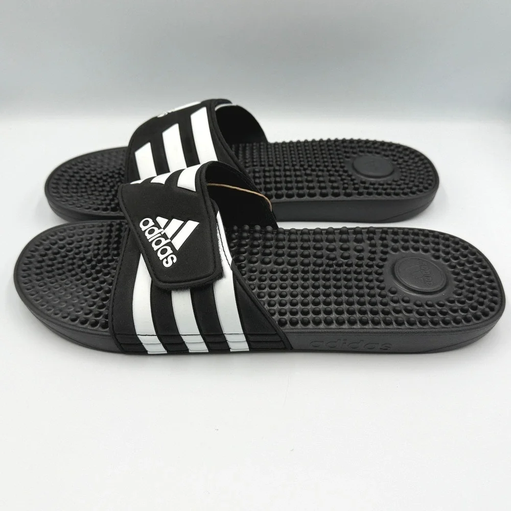 Adidas Adissage Massage Slides Mens 13 - Core Black / Cloud White (F35580) NWOT